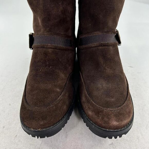 Stuart WeitzmanSuede Fur Trim Combat Boot US 8.5 Espresso Brown Midcalf Boots - Picture 9 of 13